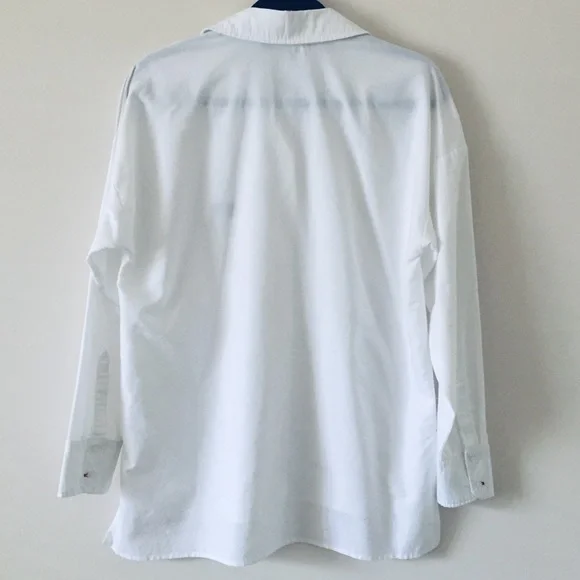 Zara Basic White Oversized Button-Down Boyfriend Shirt With Zara Logo Size US M - Picture 7 of 11